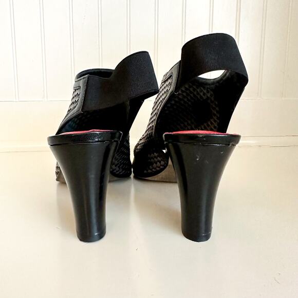 Sesto Meucci Woven Block Heel Sandals Black 9.5 - Picture 4 of 8